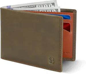 SERMAN BRANDS Mens Slim Bifold Wallet RFID Blocking Minimalist Front Pocket Wallets for Men - Thin & Stylish