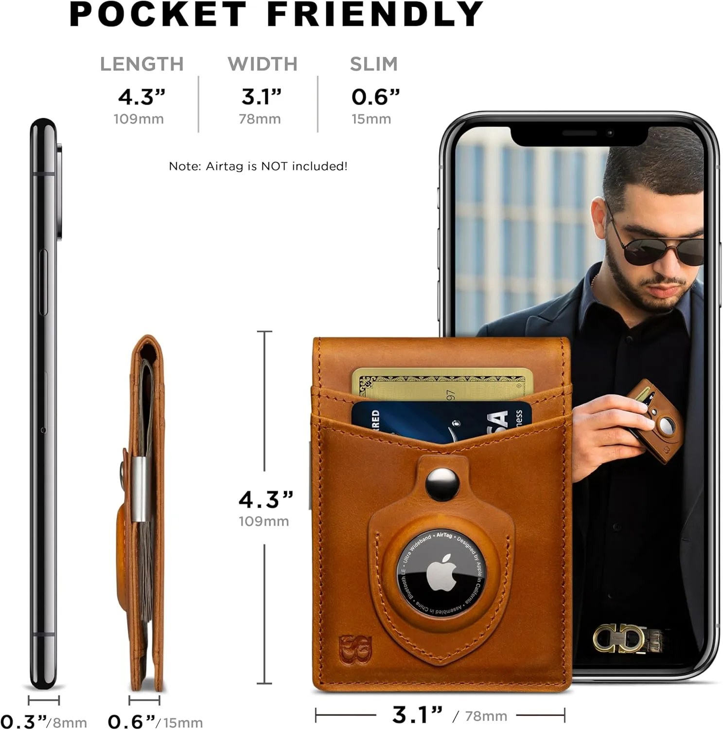 SERMAN BRANDS Money Clip Wallet - Mens Wallets slim Front Pocket RFID Blocking Card Holder Minimalist Mini Bifold