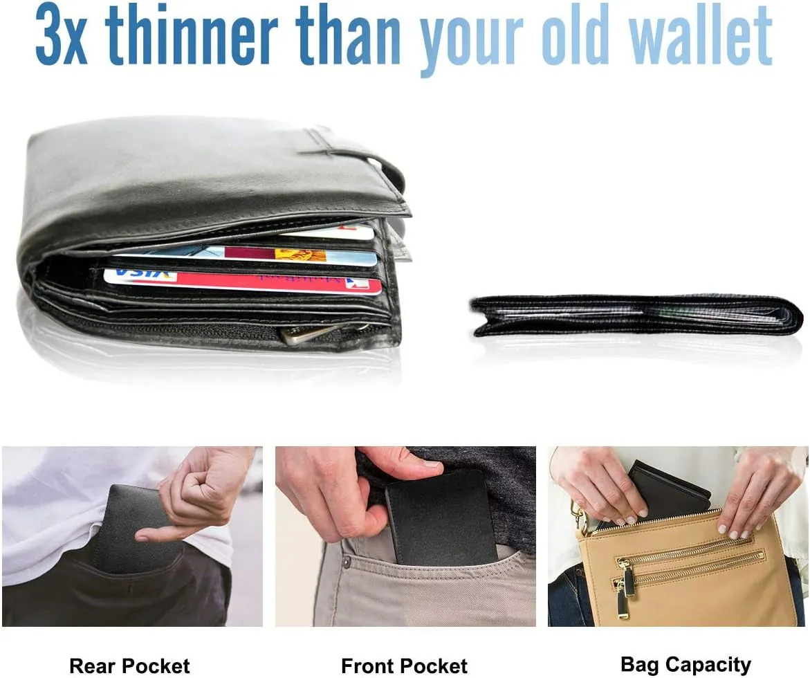 Set of 2 Top Leather RFID Credit Card Wallet Magic Slim Wallets for Men