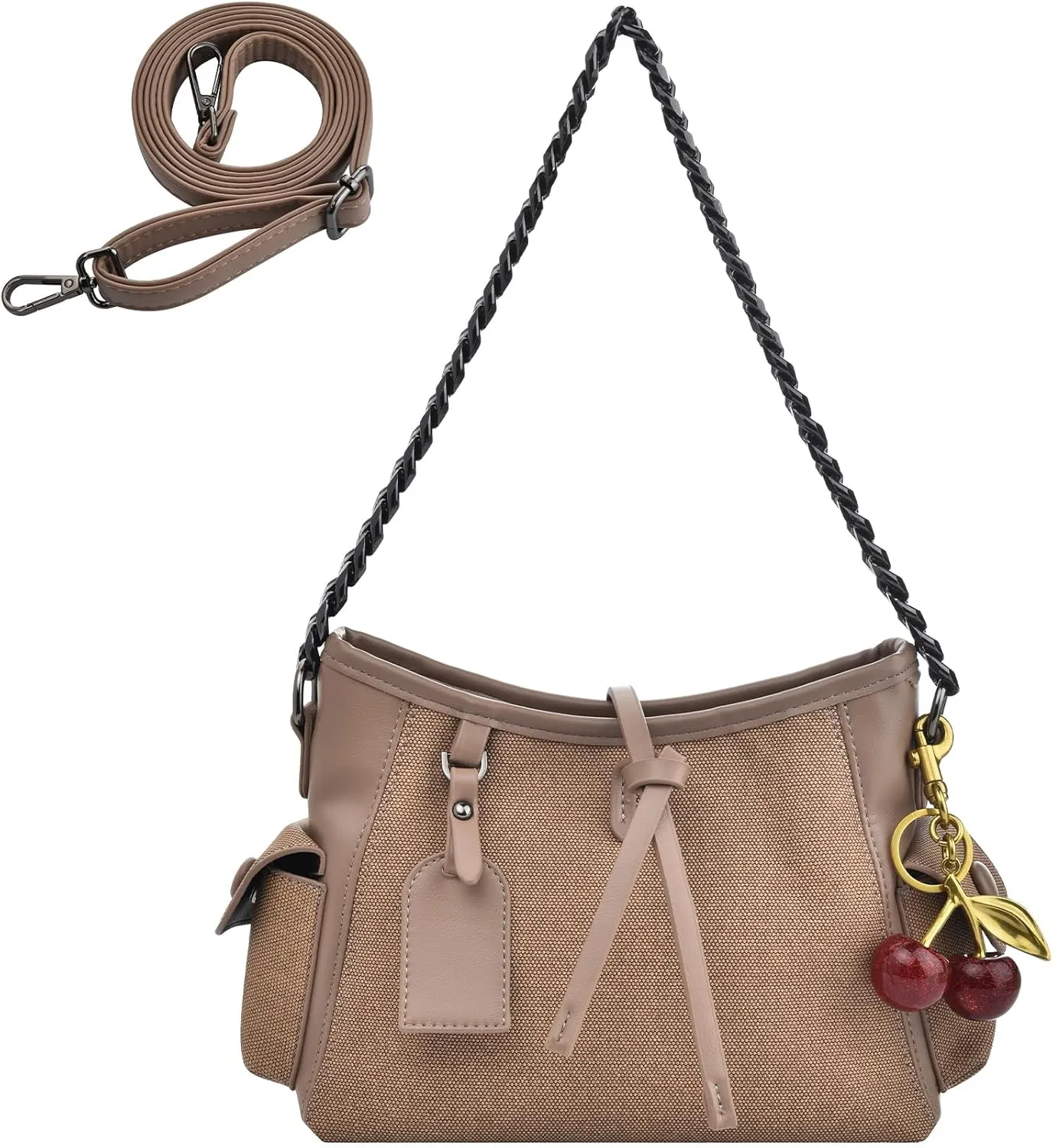 Shoulder Bags Purses for Women, Hobo Tote Crossbody Bag Wallet Women with 2 Removable Strap 1 Cherry Keychain