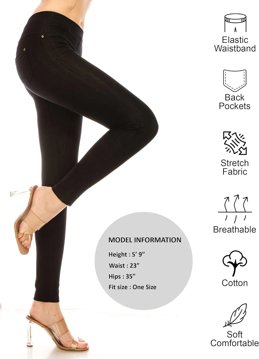 ShyCloset Women's Jeggings Jeans Leggings Pocket Pants