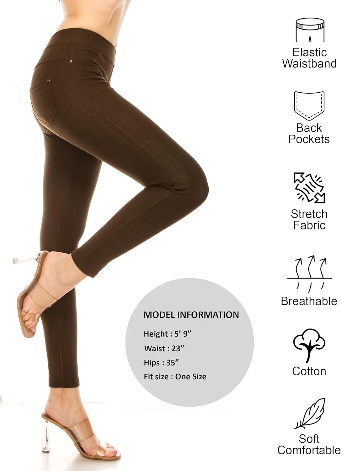 ShyCloset Women's Jeggings Jeans Leggings Pocket Pants