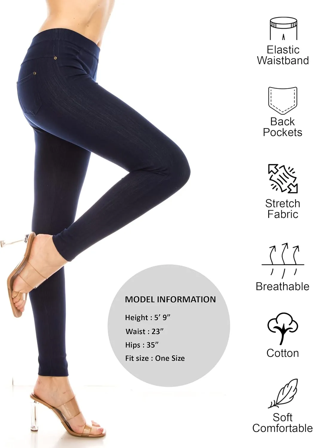 ShyCloset Women's Jeggings Jeans Leggings Pocket Pants