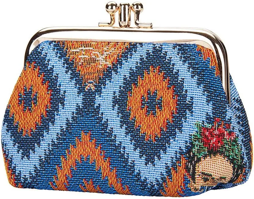 Signare Tapestry Double Pocket Change Pouch Kiss lock Coin Purse for Women