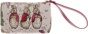 Signare Tapestry PETER RABBIT ™ Designs Small Wristlet Purse for Women, Ladies Wristlet Clutch Bag with Wrist Strap & Zip Closure, Small Personal Belongings Organiser