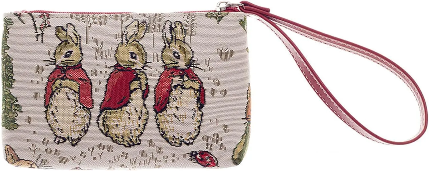 Signare Tapestry PETER RABBIT ™ Designs Small Wristlet Purse for Women, Ladies Wristlet Clutch Bag with Wrist Strap & Zip Closure, Small Personal Belongings Organiser