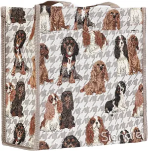 Signare Tapestry Shoulder Bag Shopping Bag for Women with Cavalier King Charles Spaniel Dog Design (SHOP-KGCS)