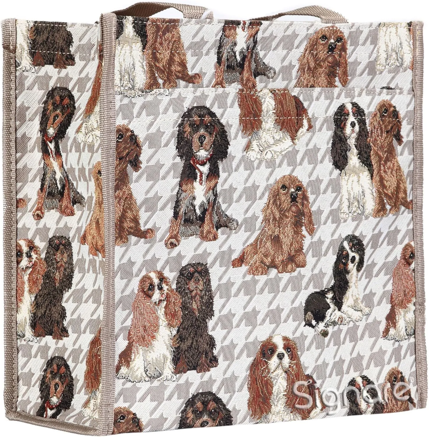 Signare Tapestry Shoulder Bag Shopping Bag for Women with Cavalier King Charles Spaniel Dog Design (SHOP-KGCS)
