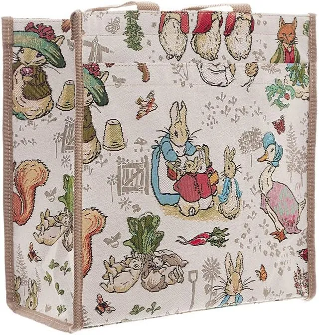 Signare Tapestry Shoulder Bag Shopping Tote for Women in Peter Rabbit Design (SHOP-BP-PETER)
