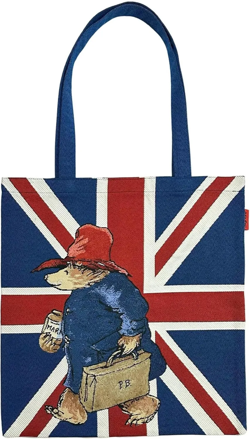 Signare Tapestry Union Jack Paddington Bear™ with Marmalade Flat Bag Reusable Grocery Shopping Eco-Friendly Tote Bag for Women with Paddingt, Flat Bag, Medium