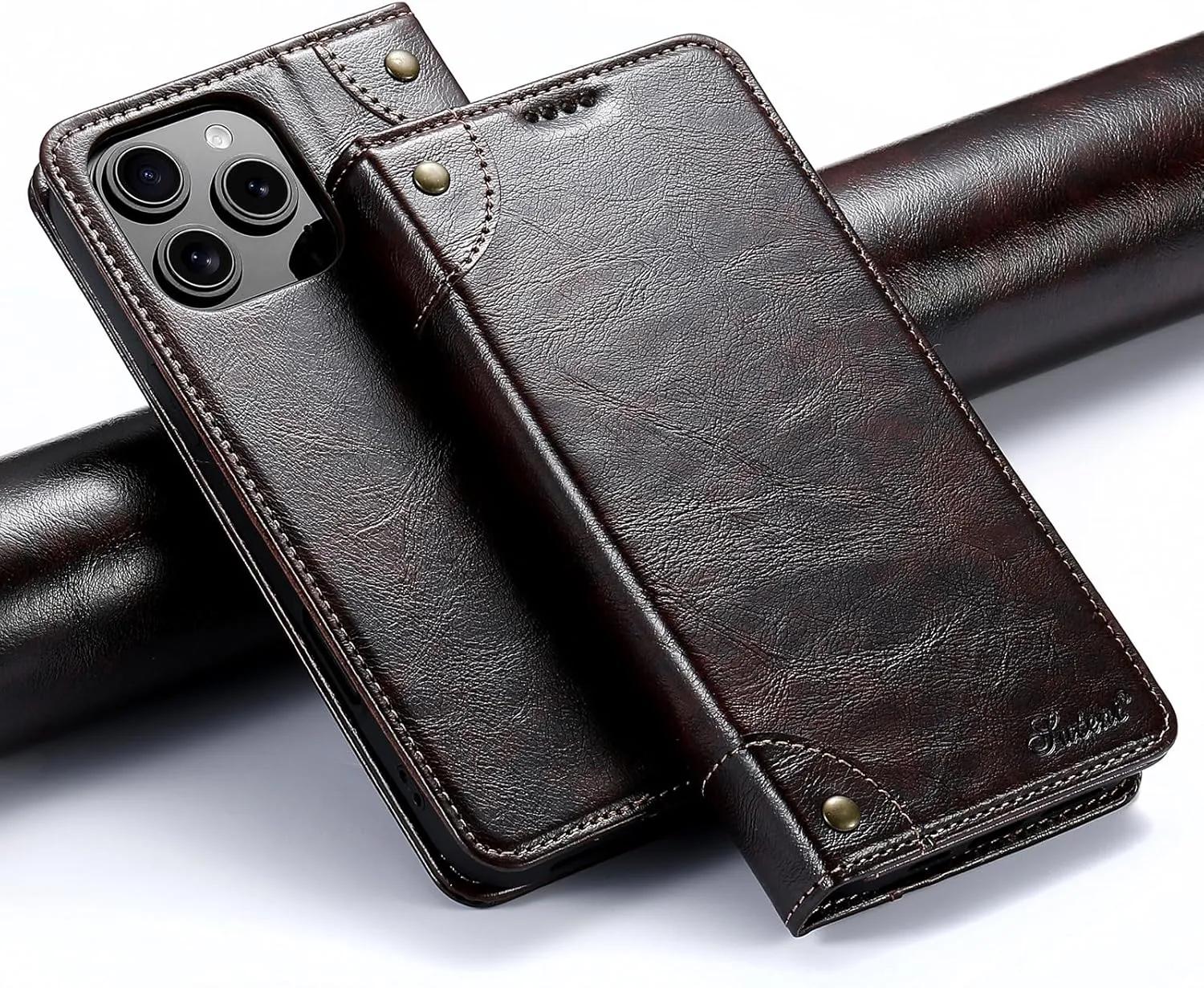 SINIANL Compatible with iPhone 16 Pro Max Wallet Case, for iPhone 16 Pro Max Case Wallet with Magnetic Kickstand Credit Card Holder Leather Folio Case Flip Cover for iPhone 16 Pro Max Brown