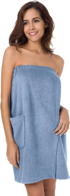 SIORO Bath Shower Wrap for Women Body Towel Wraps Spa Gym Pool Travel Bath Towels with Adjustable Closure & Pockets