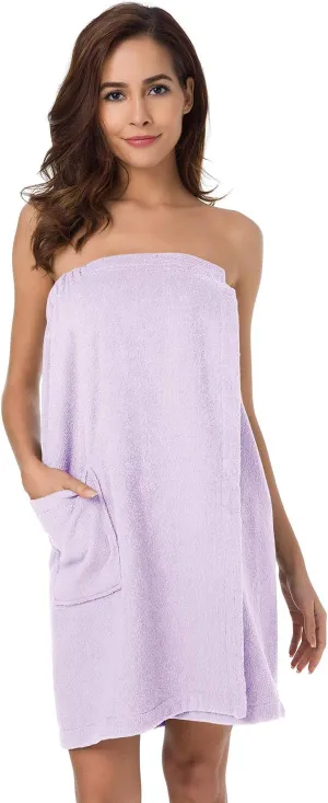 SIORO Bath Shower Wrap for Women Body Towel Wraps Spa Gym Pool Travel Bath Towels with Adjustable Closure & Pockets