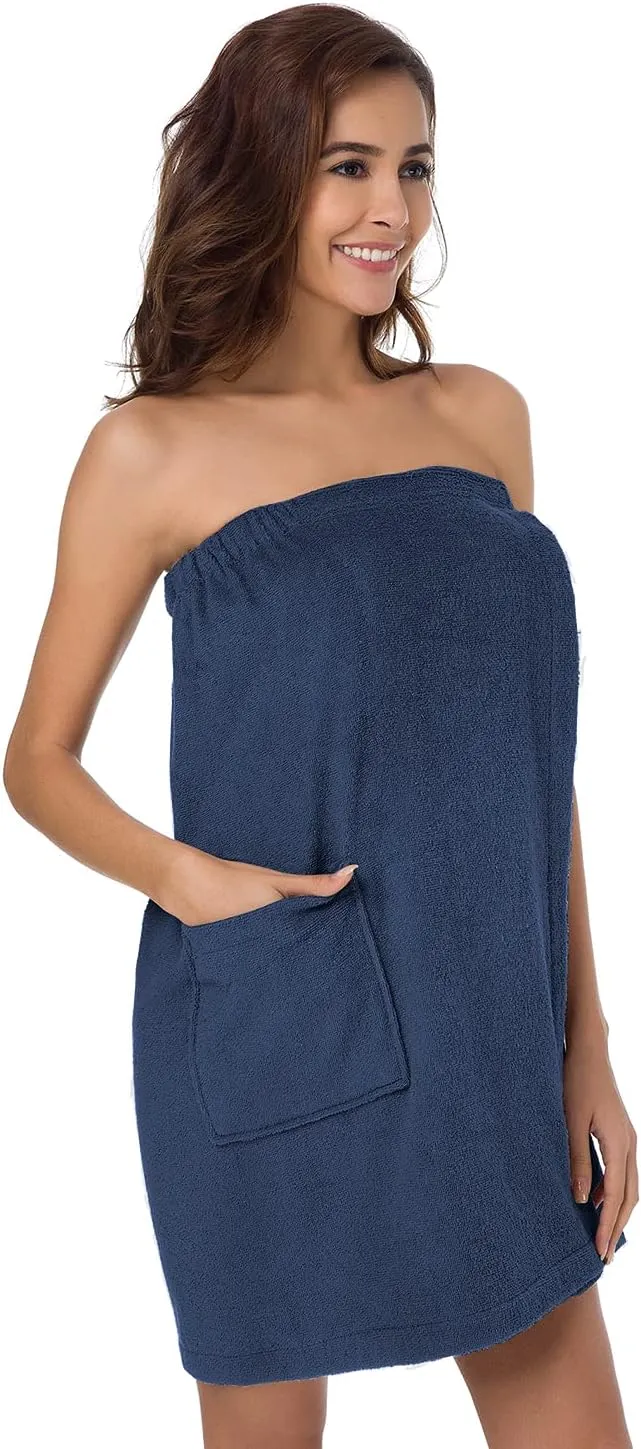 SIORO Bath Shower Wrap for Women Body Towel Wraps Spa Gym Pool Travel Bath Towels with Adjustable Closure & Pockets