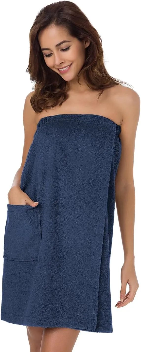 SIORO Bath Shower Wrap for Women Body Towel Wraps Spa Gym Pool Travel Bath Towels with Adjustable Closure & Pockets