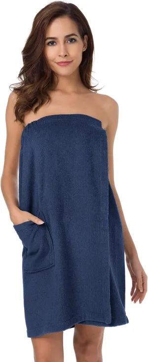 SIORO Bath Shower Wrap for Women Body Towel Wraps Spa Gym Pool Travel Bath Towels with Adjustable Closure & Pockets