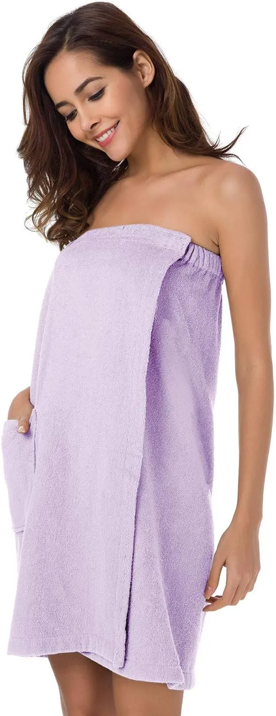 SIORO Bath Shower Wrap for Women Body Towel Wraps Spa Gym Pool Travel Bath Towels with Adjustable Closure & Pockets