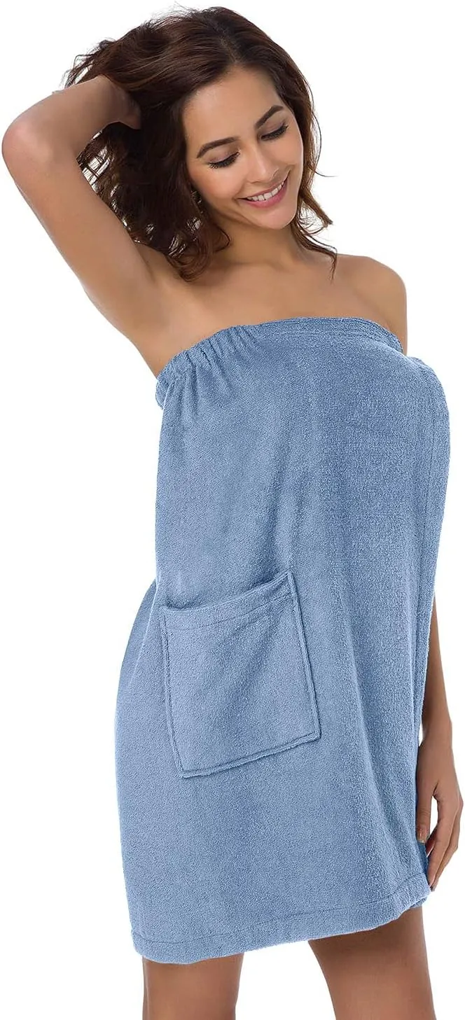 SIORO Bath Shower Wrap for Women Body Towel Wraps Spa Gym Pool Travel Bath Towels with Adjustable Closure & Pockets