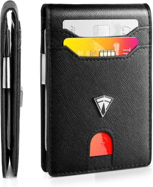 Slim Minimalist Front Pocket RFID Blocking Leather Wallets for Men and Women | Multiple Credit/Debit Card Holder | Thin Wallets for Boy Girl | Travel Friendly | Gifts For Him Her