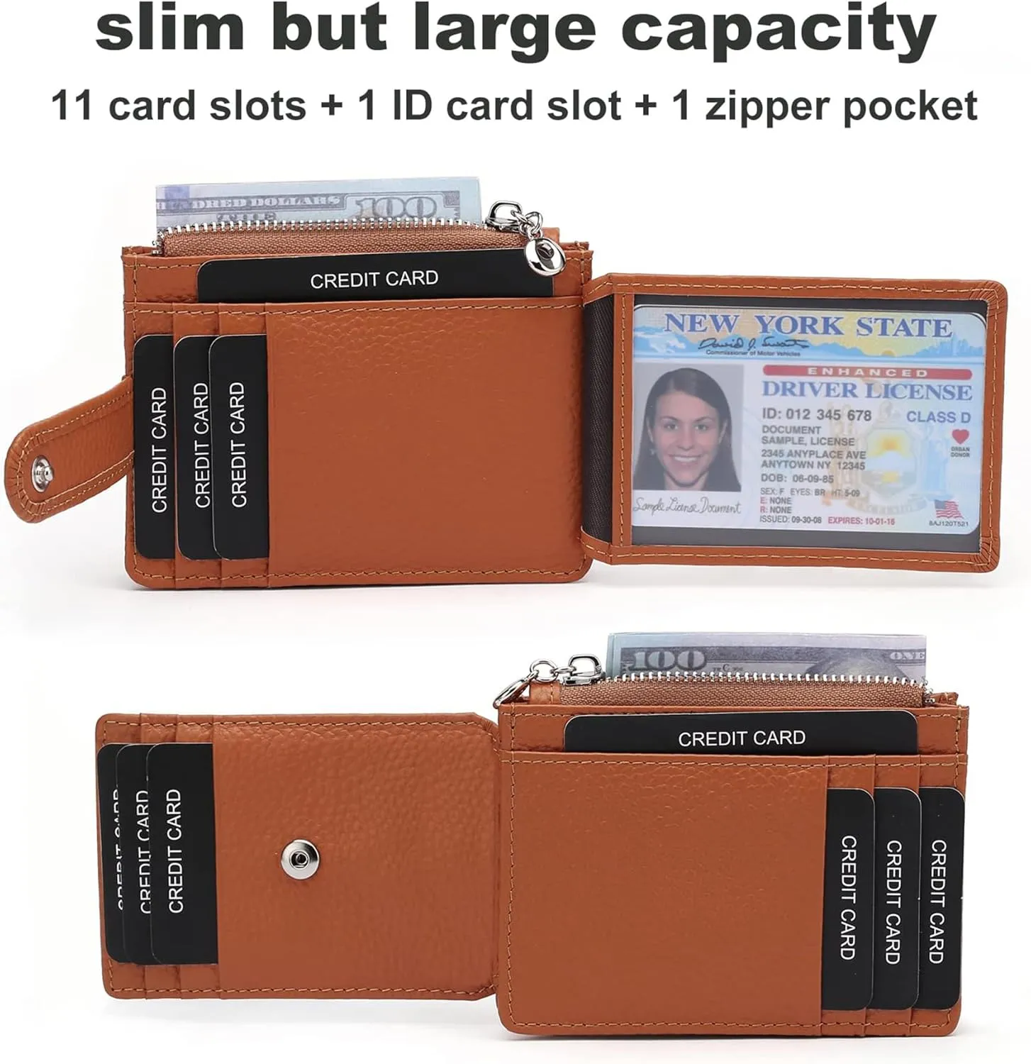 Slim Wallet for Women Thin Womens Card Holder RFID Blocking Genuine Leather Small Wallets
