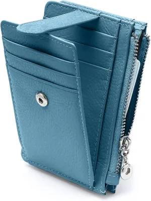 Slim Wallet for Women Thin Womens Card Holder RFID Blocking Genuine Leather Small Wallets