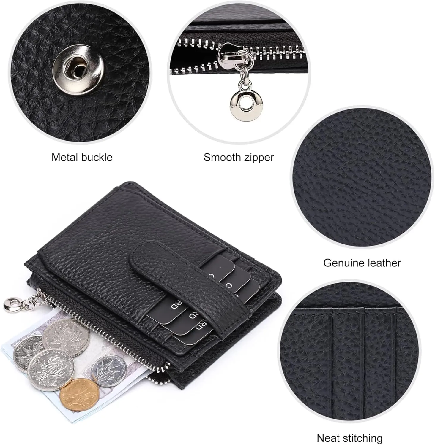 Slim Wallet for Women Thin Womens Card Holder RFID Blocking Genuine Leather Small Wallets