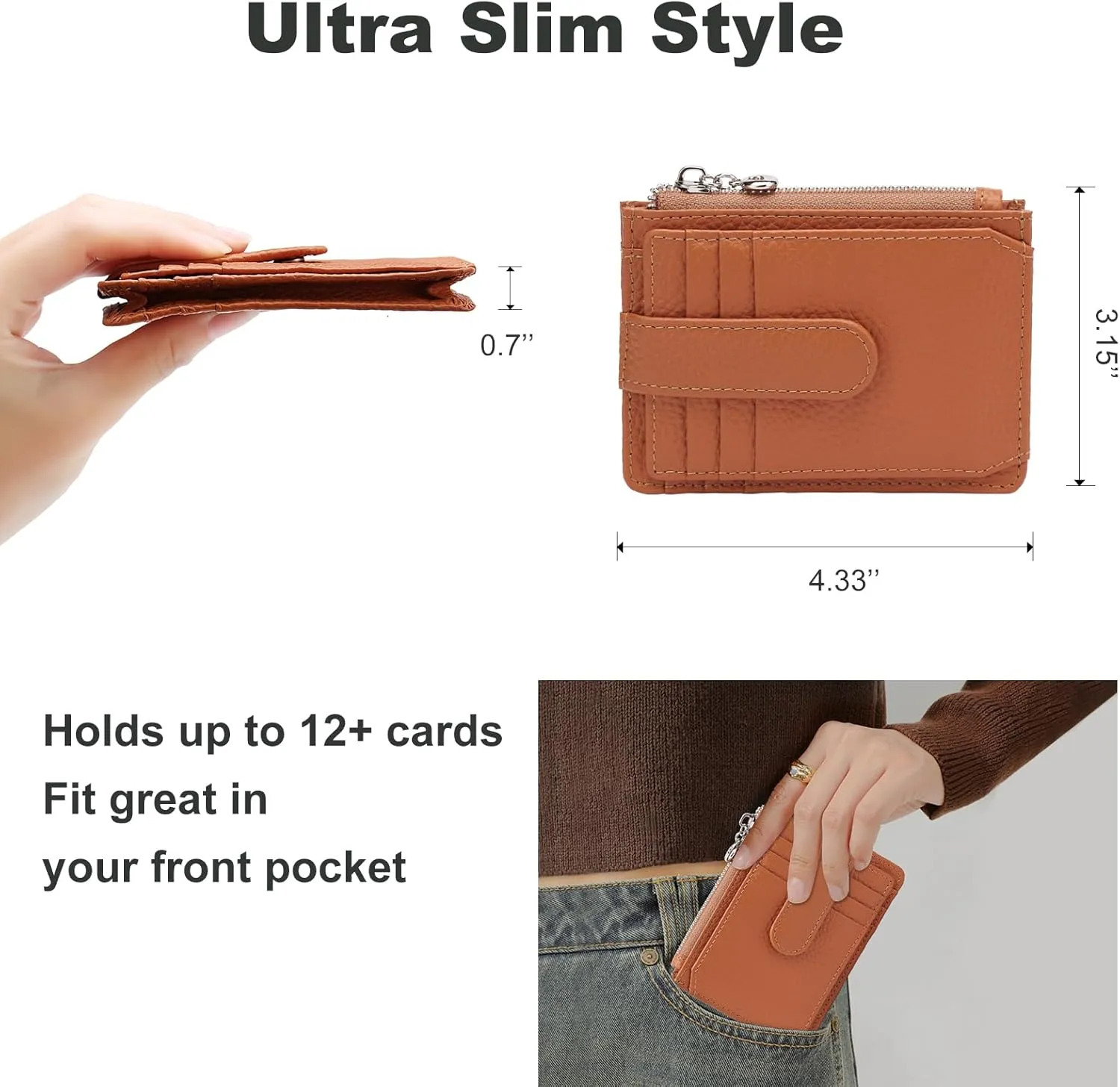 Slim Wallet for Women Thin Womens Card Holder RFID Blocking Genuine Leather Small Wallets