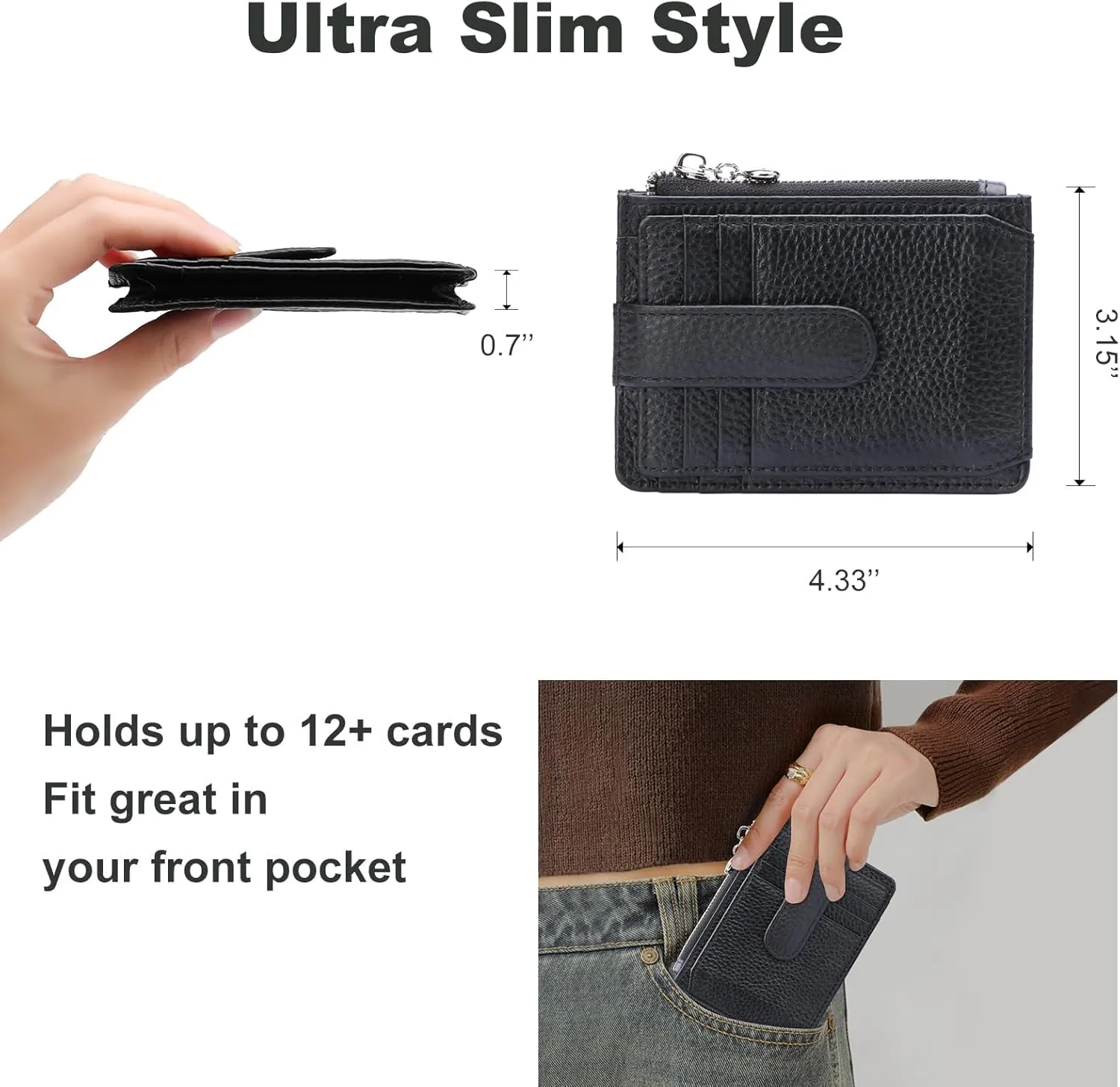 Slim Wallet for Women Thin Womens Card Holder RFID Blocking Genuine Leather Small Wallets