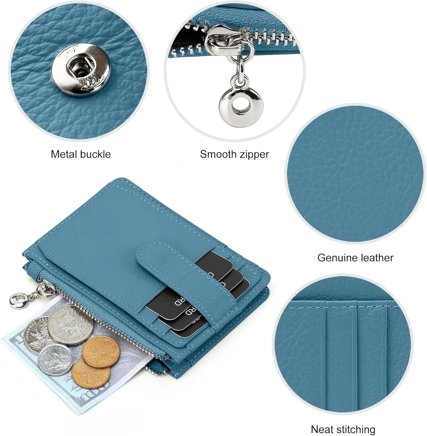 Slim Wallet for Women Thin Womens Card Holder RFID Blocking Genuine Leather Small Wallets