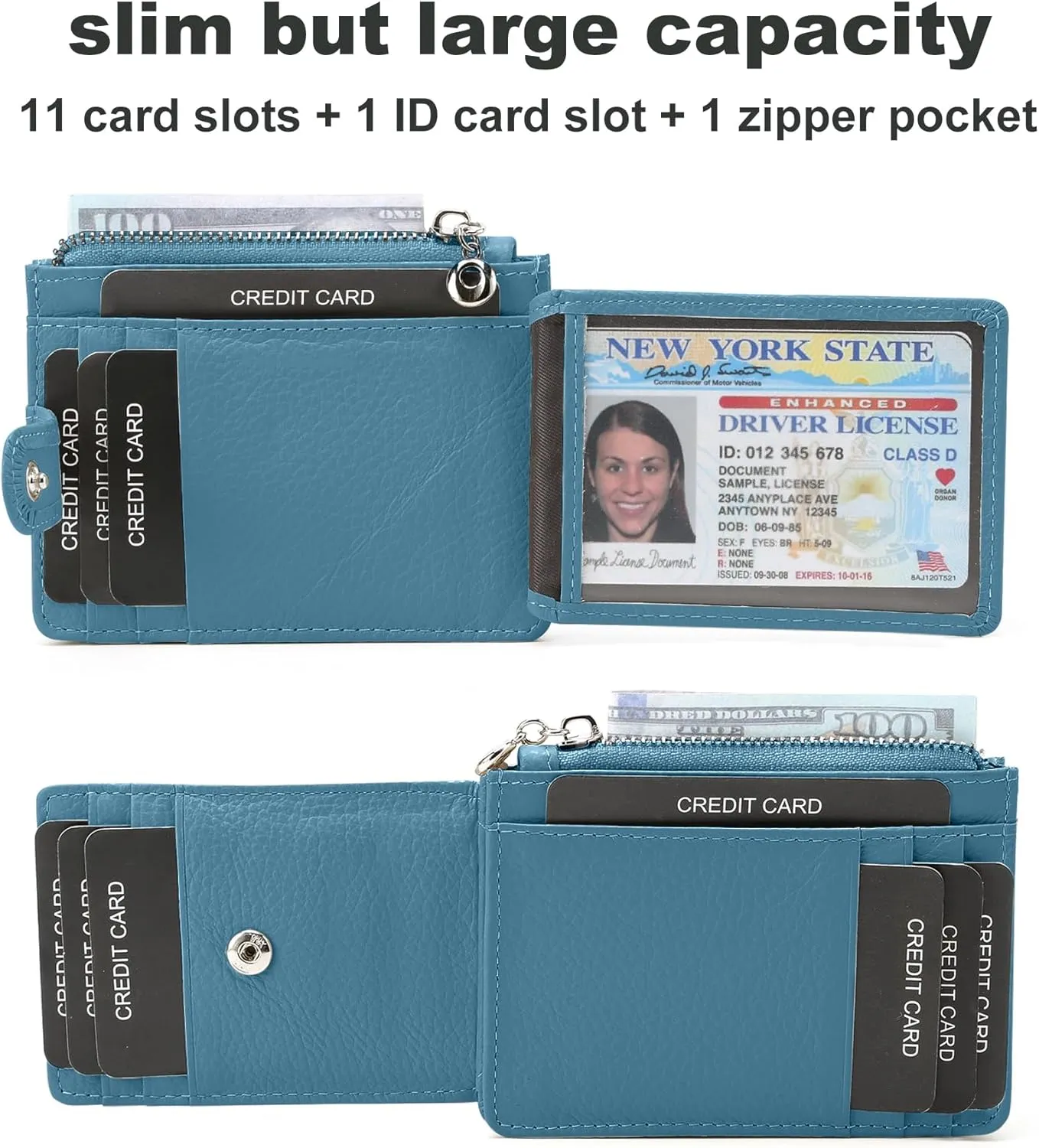 Slim Wallet for Women Thin Womens Card Holder RFID Blocking Genuine Leather Small Wallets