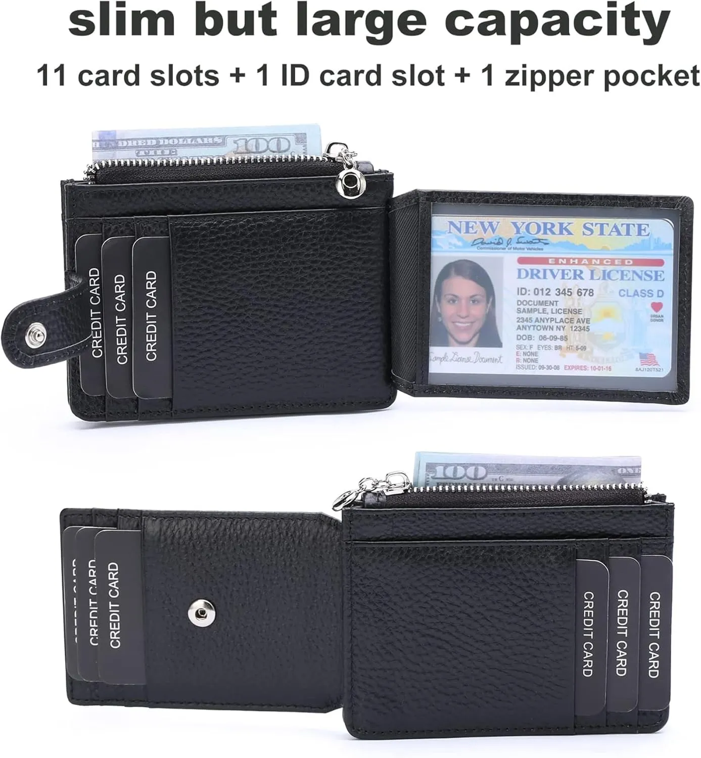 Slim Wallet for Women Thin Womens Card Holder RFID Blocking Genuine Leather Small Wallets