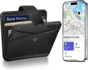 Slim Wallet for Women, Wallet Women with Smart Tracker Works with Apple Find My, RFID Blocking Bifold Credit Card Holder Genuine Leather Small Wallet for Women with ID Window, 8 Cards Holder, Black