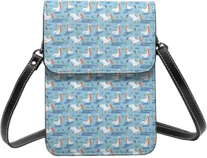 Small Crossbody Bags for Women, Leather Seagull And Fish Cell Phone Cross Body Bag Wallet Purses