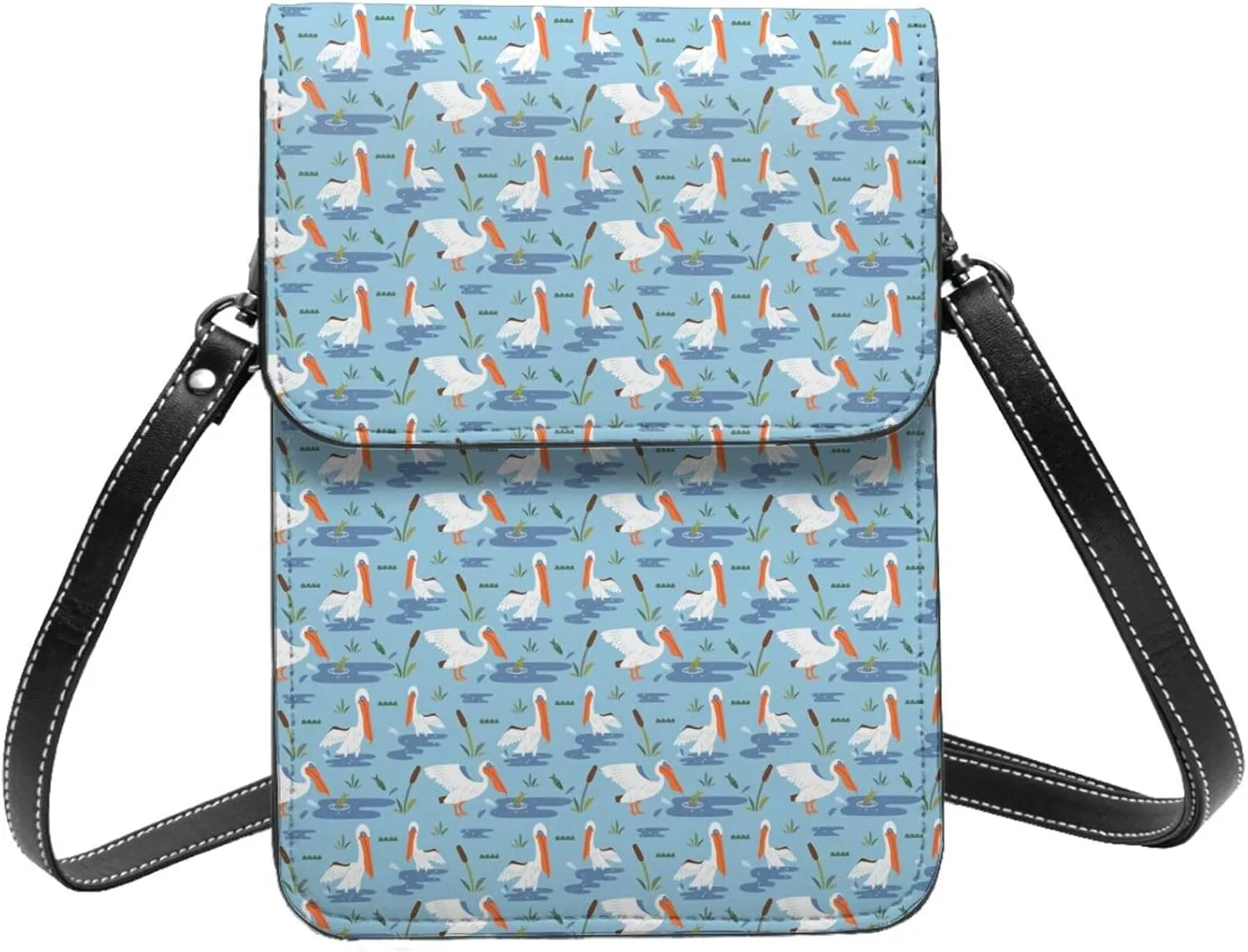Small Crossbody Bags for Women, Leather Seagull And Fish Cell Phone Cross Body Bag Wallet Purses