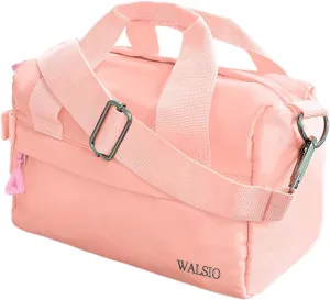 Small Gym Bag 9 inch, Mini Duffle Bag with Adjustable Strap, Lightweight Carry On Sport Bag for Women Girls (Pink)
