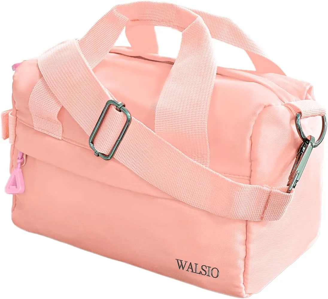Small Gym Bag 9 inch, Mini Duffle Bag with Adjustable Strap, Lightweight Carry On Sport Bag for Women Girls (Pink)