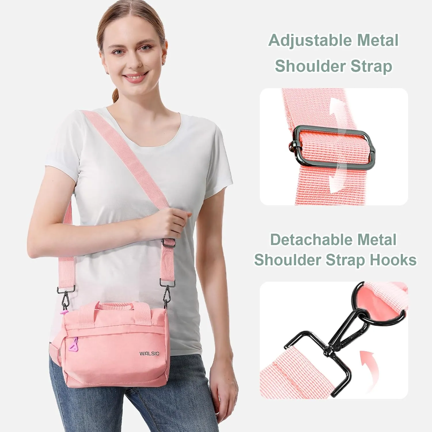 Small Gym Bag 9 inch, Mini Duffle Bag with Adjustable Strap, Lightweight Carry On Sport Bag for Women Girls (Pink)