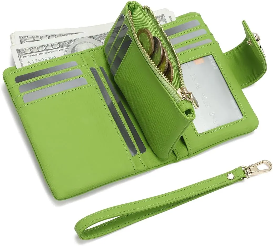 Small Wallet For Women RFID Blocking Ladies Wristlet With Crard Holder Id Window Coin Pockect Girls Wallets