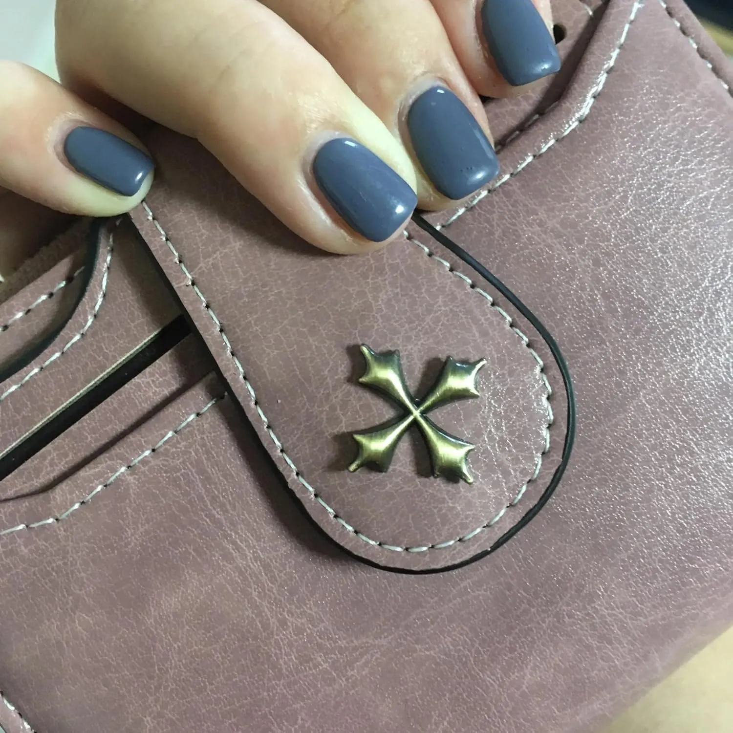 Small Wallet for Women Zip Bifold Vintage Wallet Goth Purse Mini Leather Cash Wallets with Zipper Coin Pocket (Pink,Small)