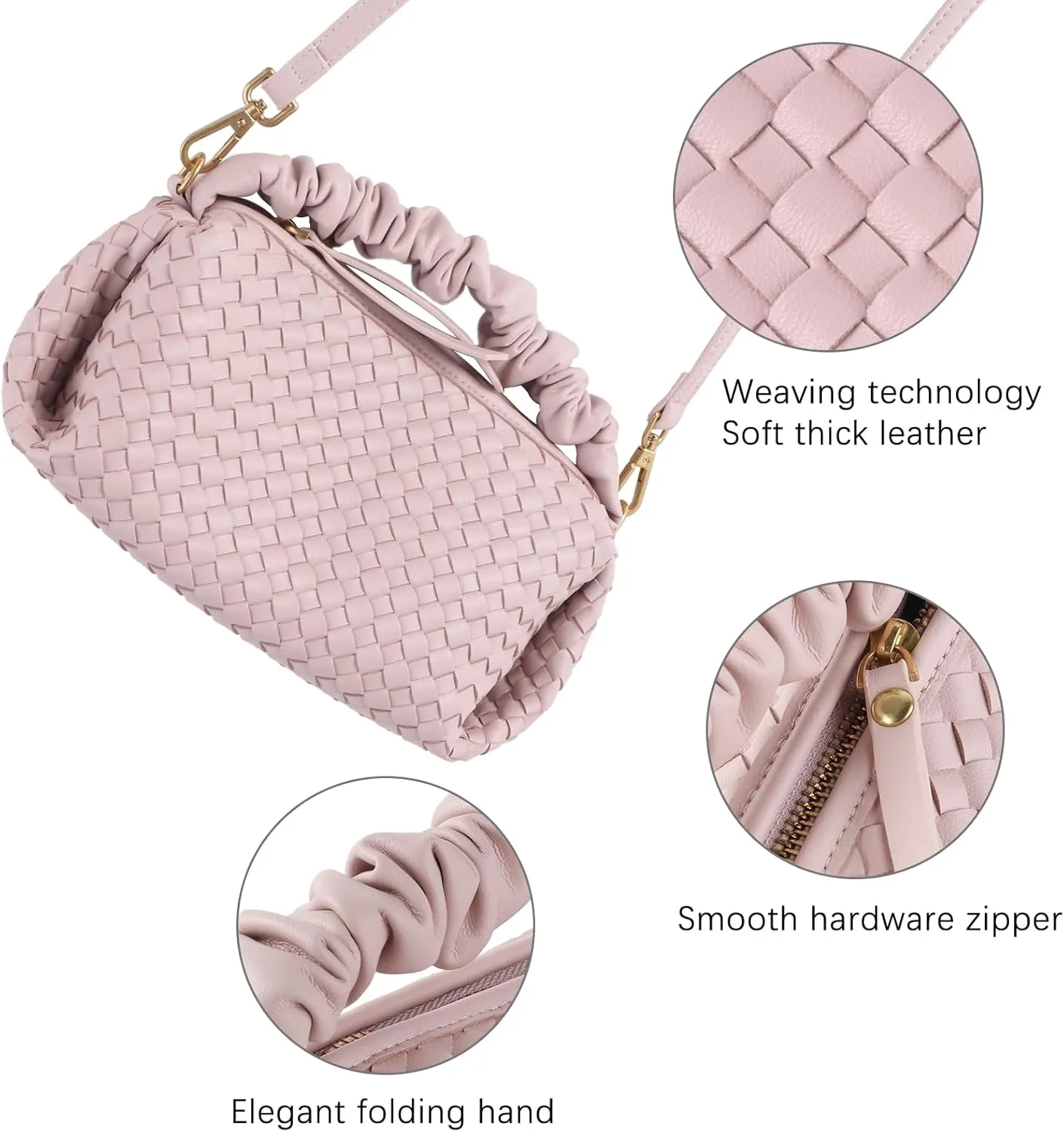 Small Woven Purses, Designer Crossbody Bags for Women Vegan Leather Bags Evening Woven Handbag Clutch
