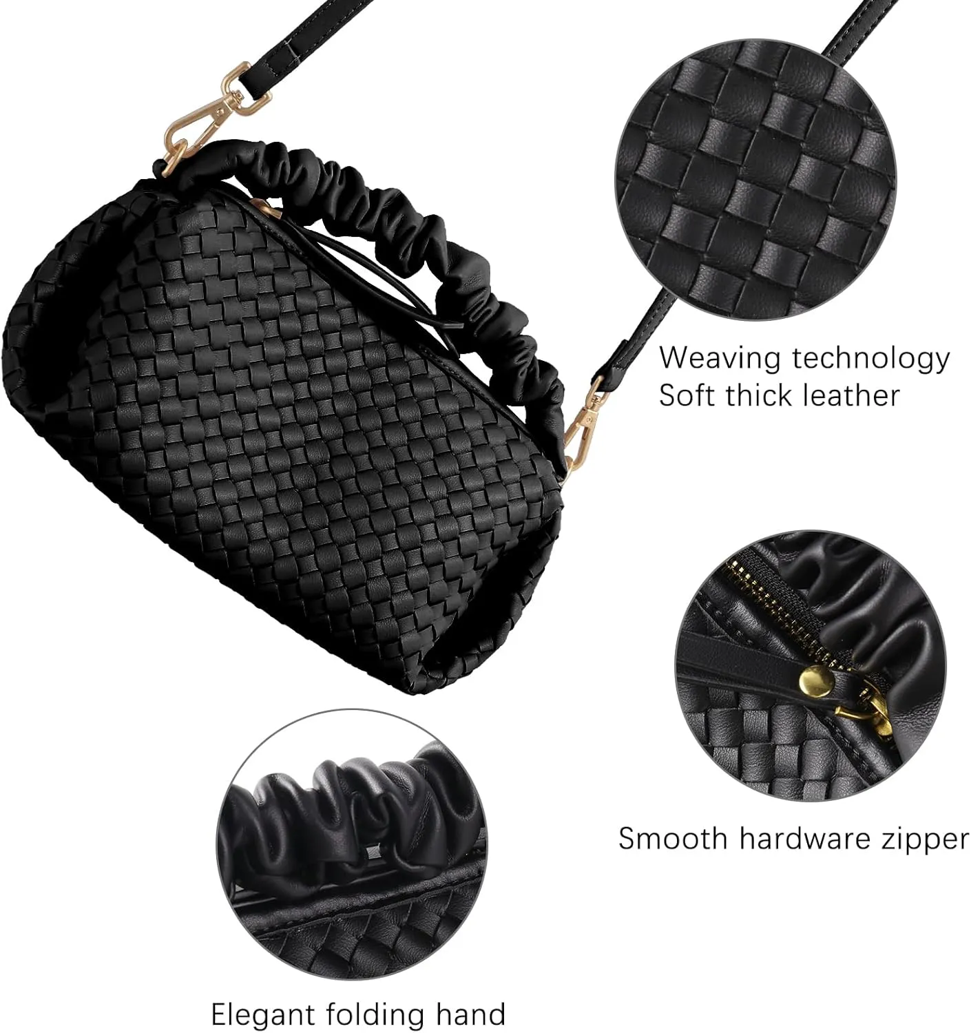 Small Woven Purses, Designer Crossbody Bags for Women Vegan Leather Bags Evening Woven Handbag Clutch