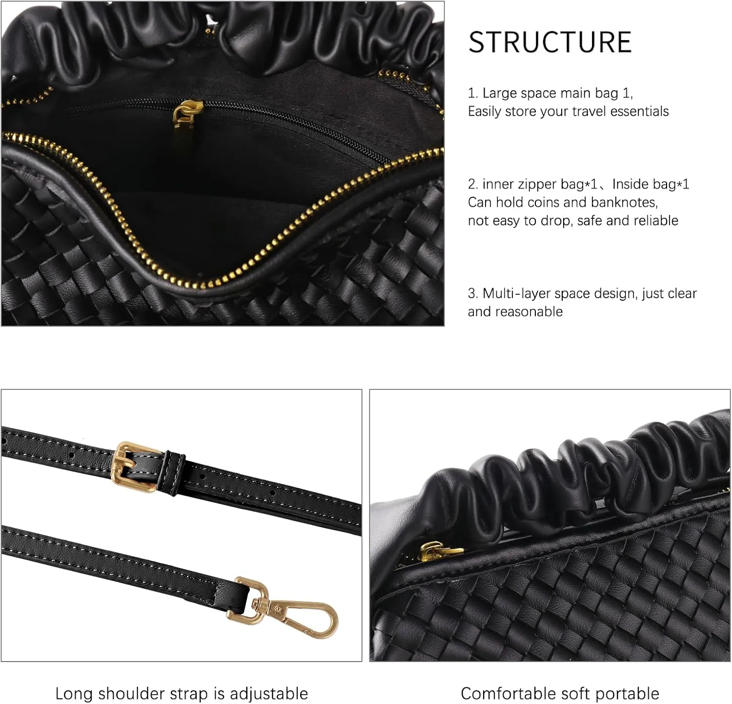 Small Woven Purses, Designer Crossbody Bags for Women Vegan Leather Bags Evening Woven Handbag Clutch
