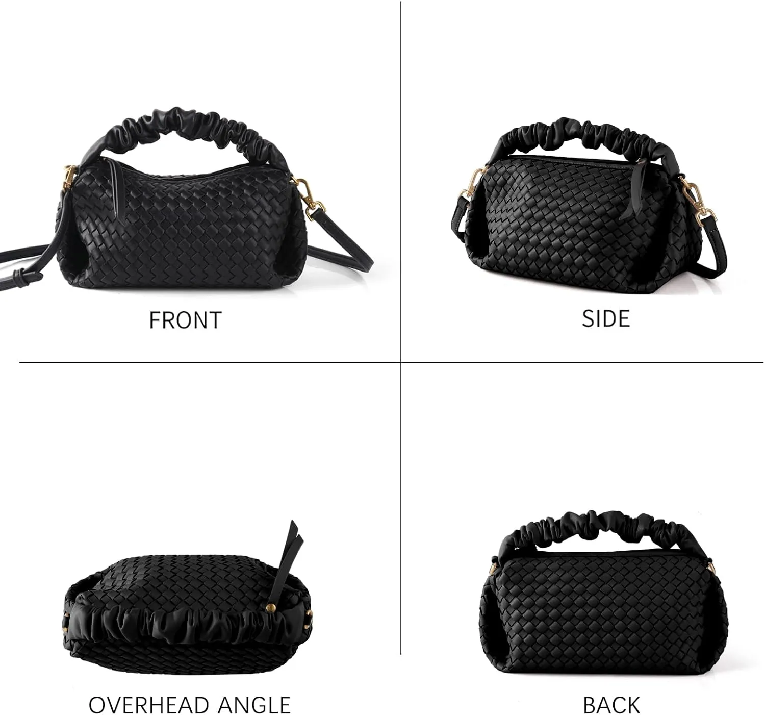 Small Woven Purses, Designer Crossbody Bags for Women Vegan Leather Bags Evening Woven Handbag Clutch