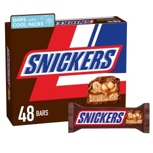 SNICKERS Full Size Bulk Milk Chocolate Candy Bars, 1.86 oz Bar, 48 ct Box