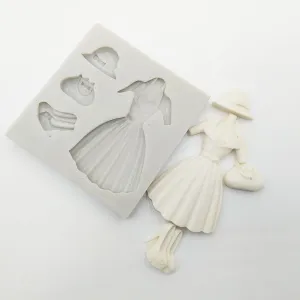 Soap Making Molds,8.7x8.2cm High heels Skirts Handbag Silicone Fondant Cake Chocolate Candy Silicone Decorating Mould Tools