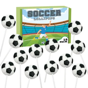 Soccer Candy Lollipops - 18 Count Individually Wrapped Suckers - Great for Soccer Party Favors - Sports Snacks - Soccer Goodie Bags - Soccer Team Treats