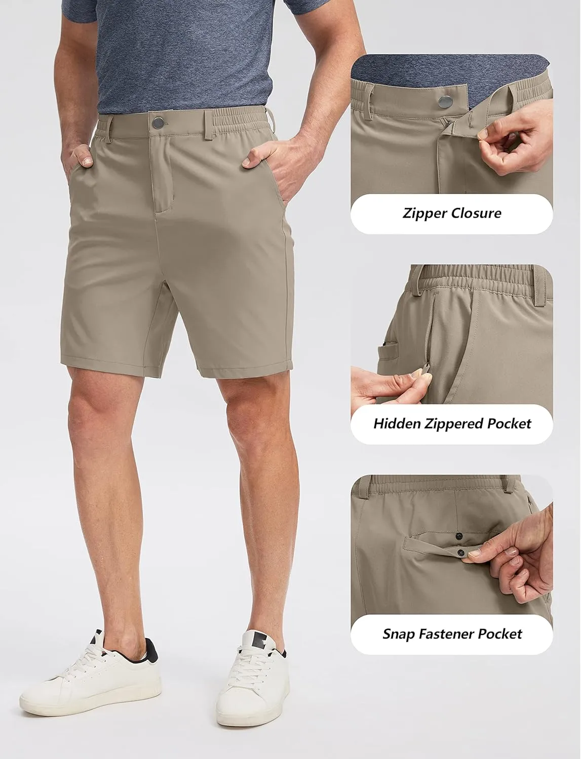 Soothfeel Men's Golf Shorts with 5 Pockets 7 Inch Stretch Lightweight Quick Dry Hiking Casual Work Dress Shorts for Men