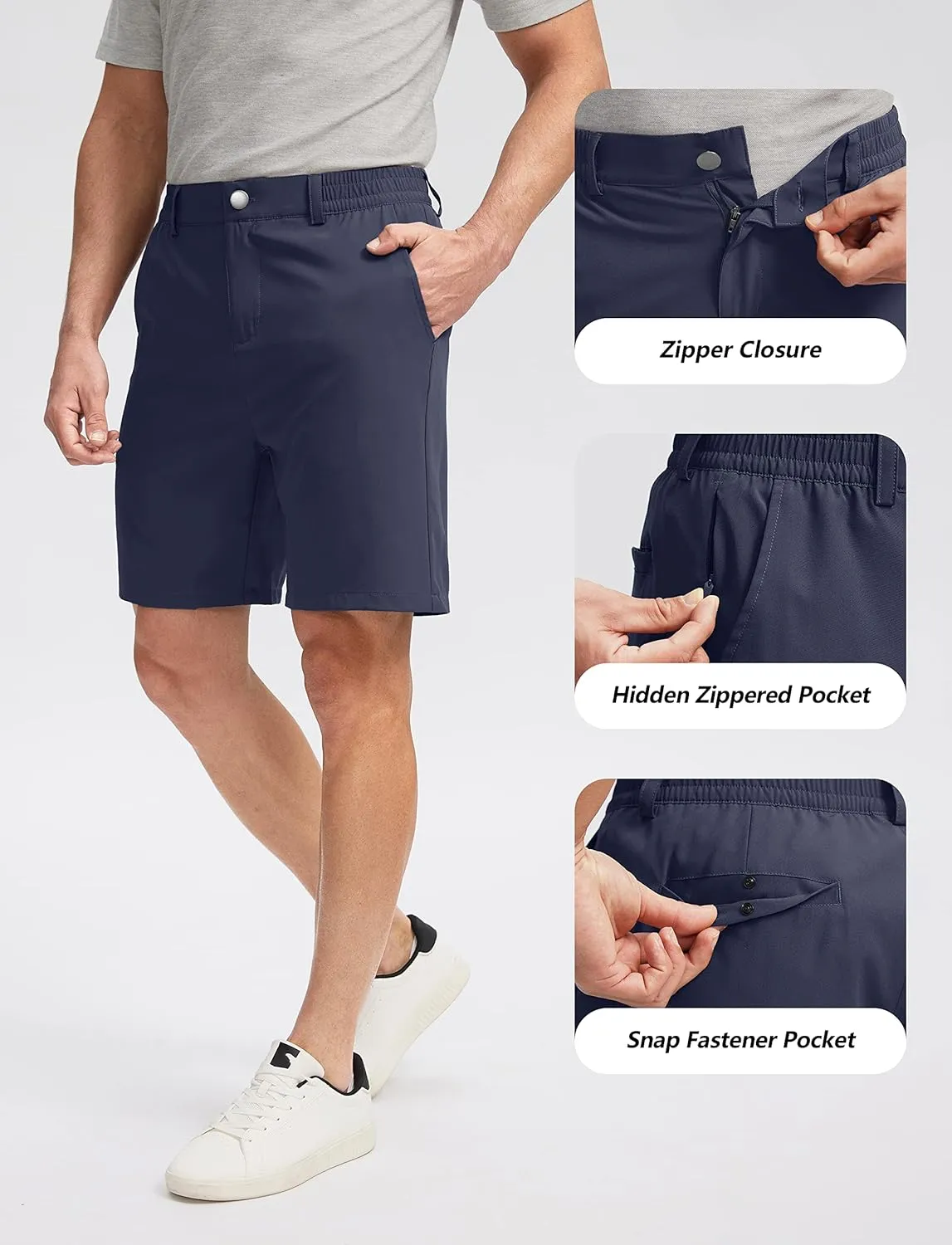 Soothfeel Men's Golf Shorts with 5 Pockets 7 Inch Stretch Lightweight Quick Dry Hiking Casual Work Dress Shorts for Men