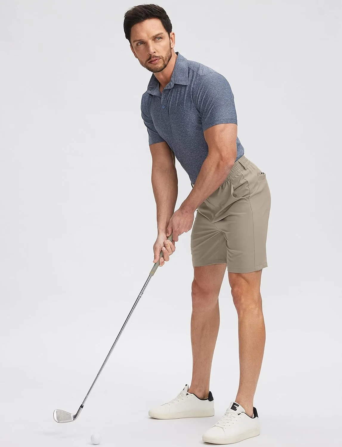 Soothfeel Men's Golf Shorts with 5 Pockets 7 Inch Stretch Lightweight Quick Dry Hiking Casual Work Dress Shorts for Men