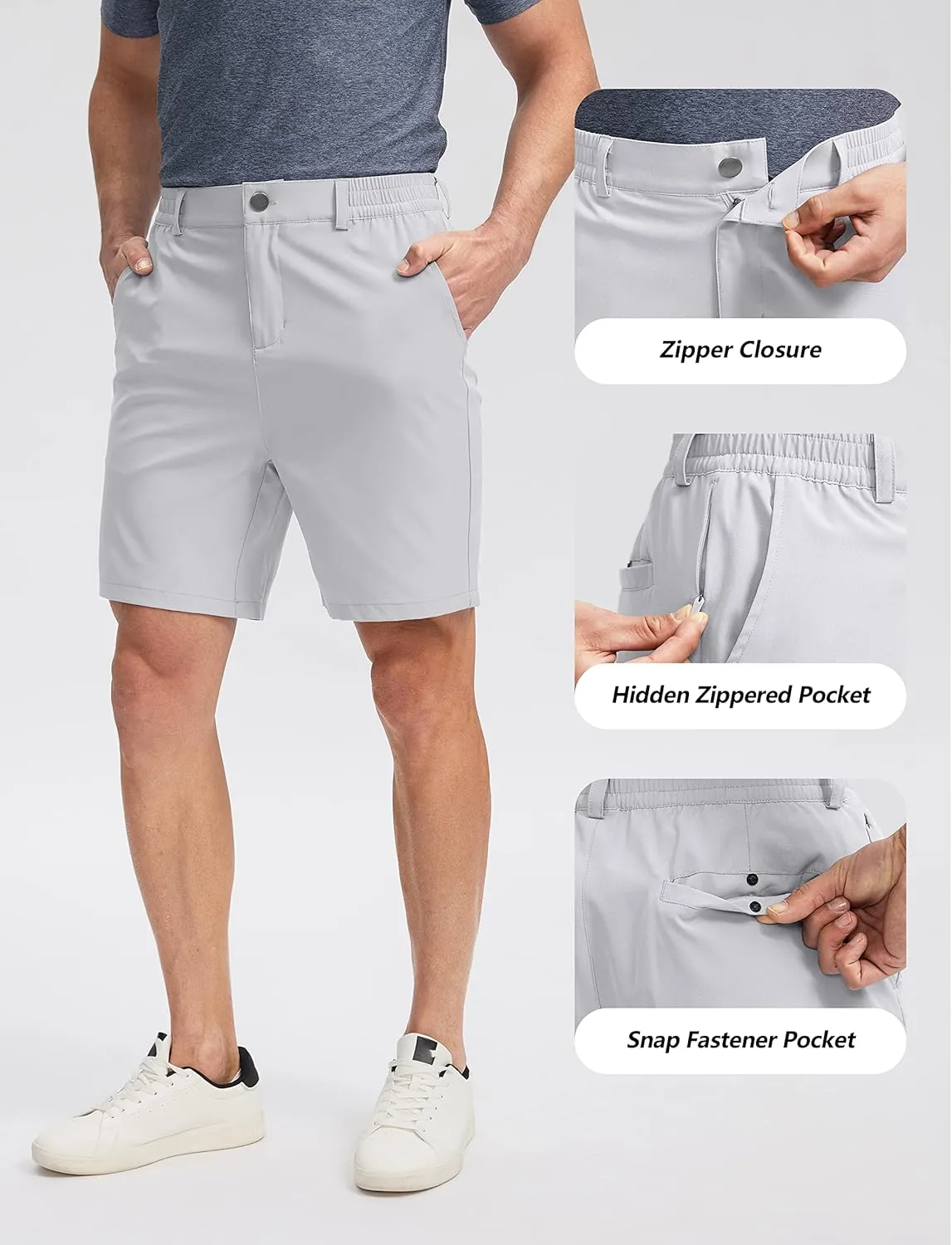 Soothfeel Men's Golf Shorts with 5 Pockets 7 Inch Stretch Lightweight Quick Dry Hiking Casual Work Dress Shorts for Men